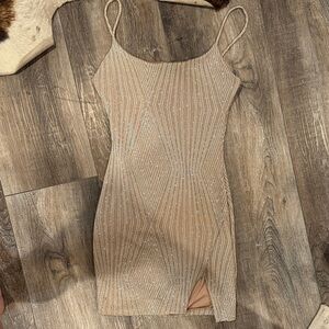 Beaded Nude Misty Rode Mini Dress